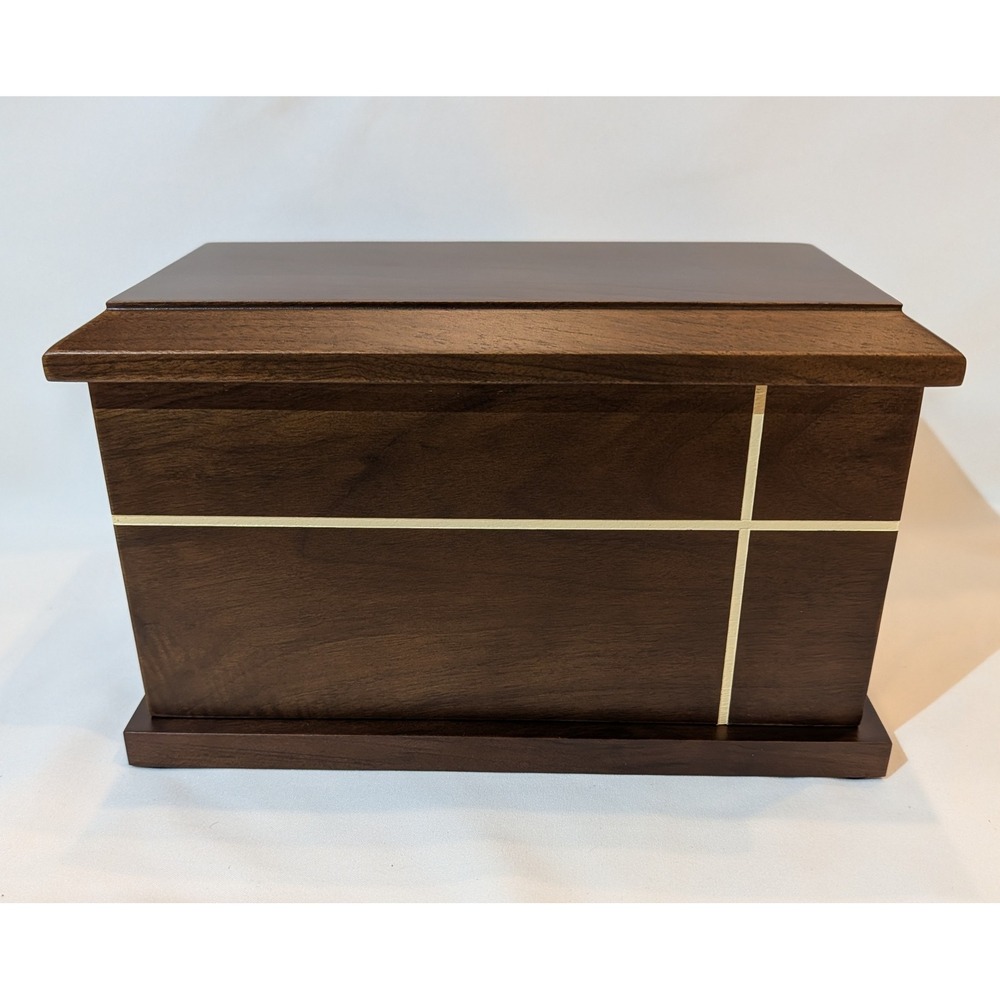Aspen Studio Walnut Cross Wooden Urn Hand Crafted Cremation Urn Natural Finish